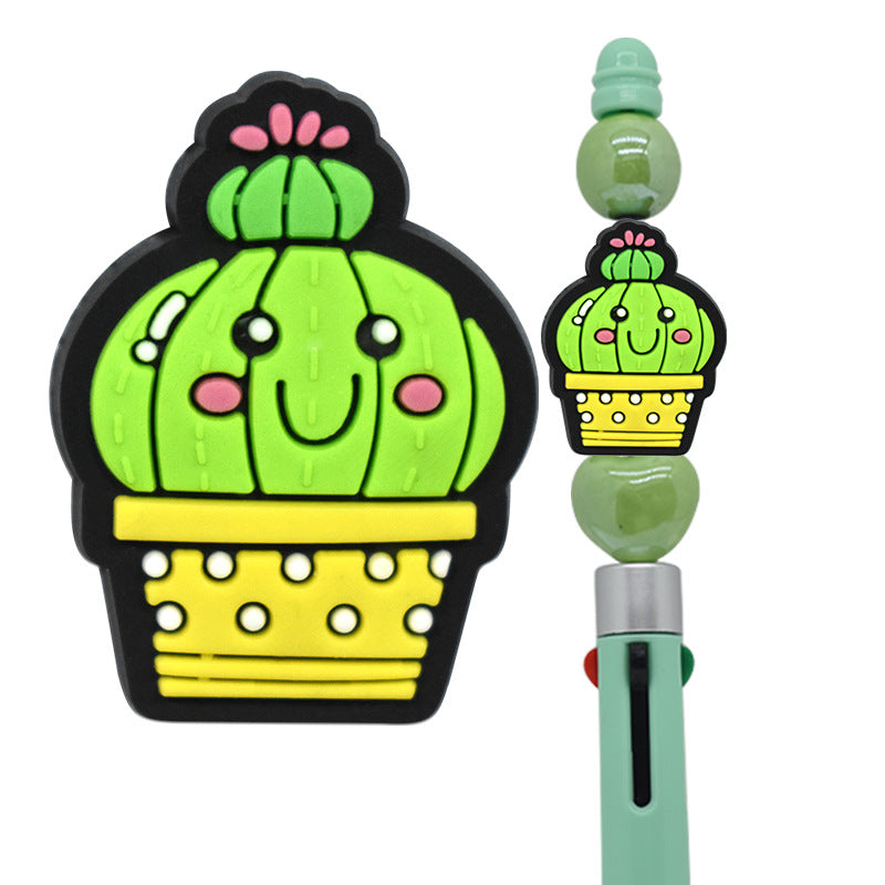 Wholesale 100pcs Diy Cactus Green Plant PVC Soft Beads