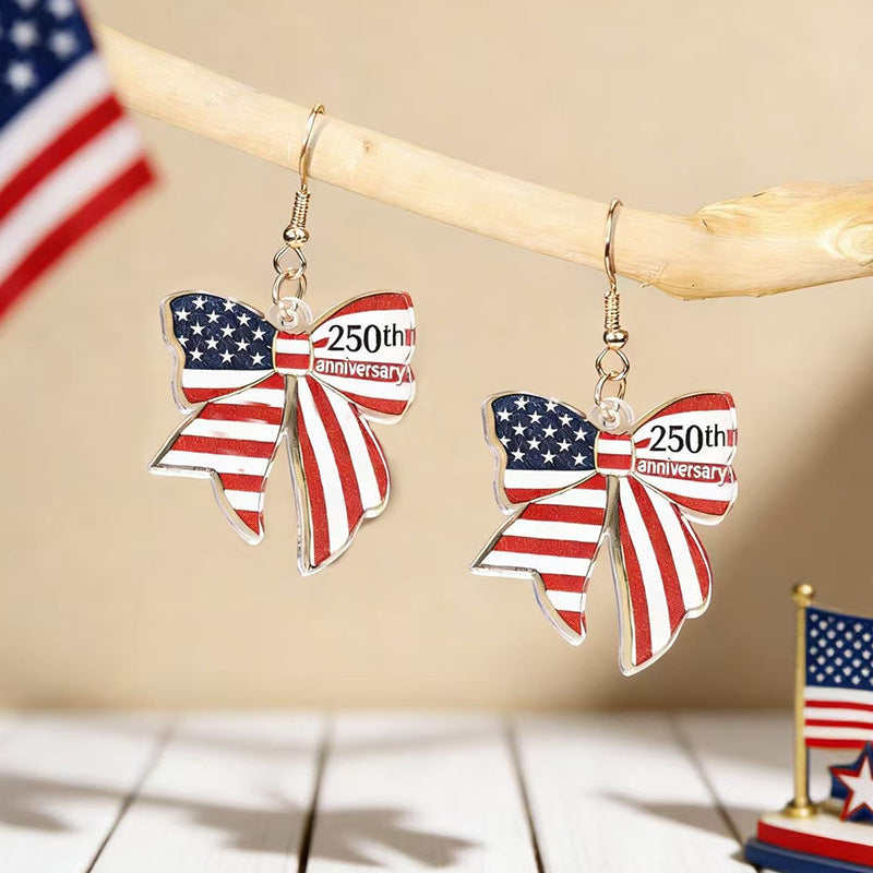 Wholesale Independence Day Anniversary Love Star Spangled Banner Acrylic Earrings
