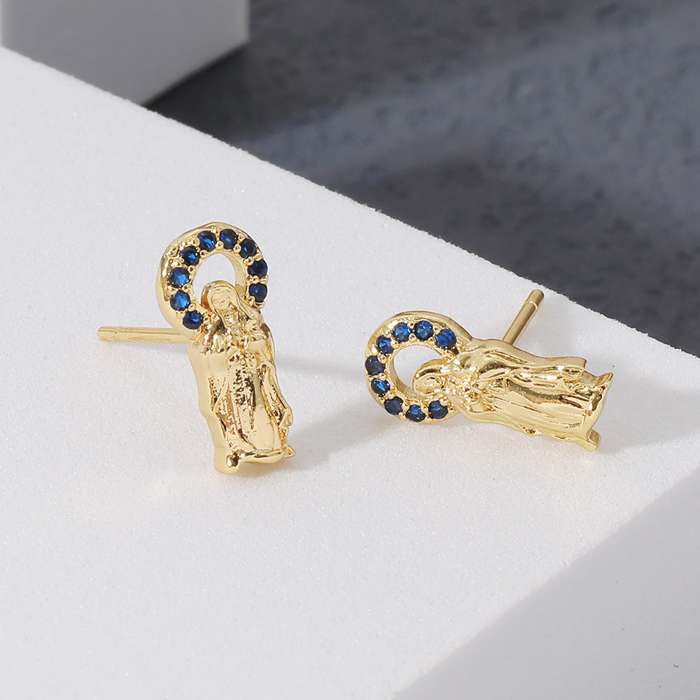 Wholesale Copper Plated Real Gold Virgin Mary Earrings