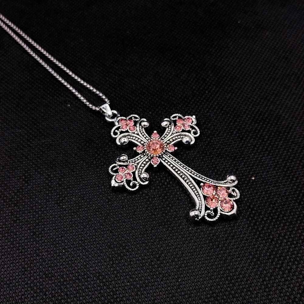 Wholesale Vintage Large Diamond Cross Pendant Necklace