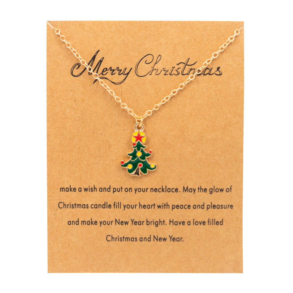 Wholesale Christmas Tree Pendant Card Necklace Clavicle Chain