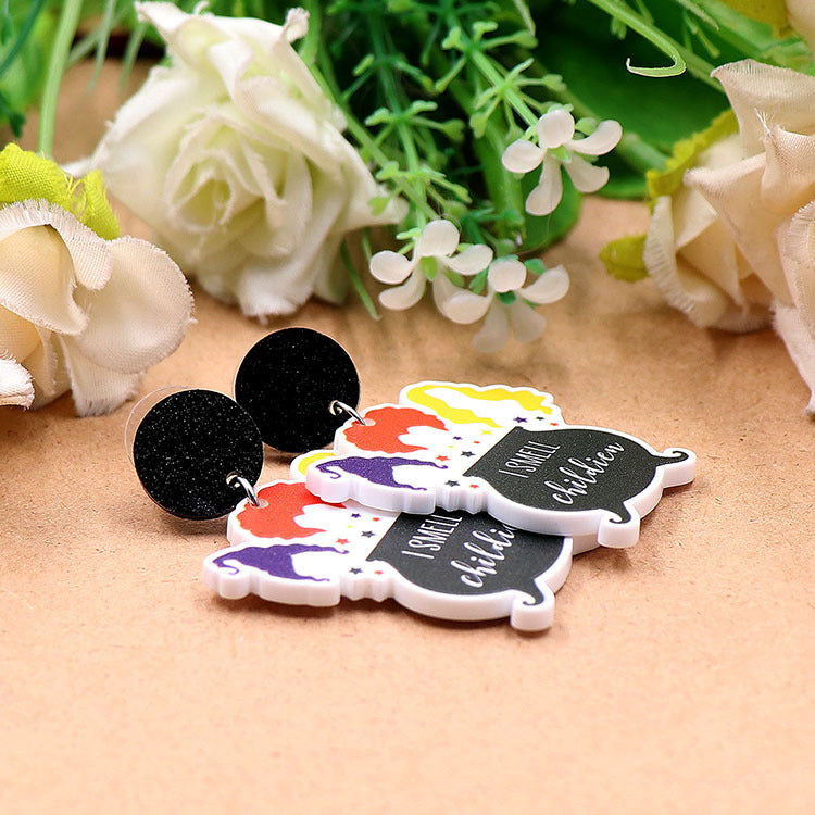 Wholesale New Halloween Witch Magic Pot Earrings Acrylic Jewelry