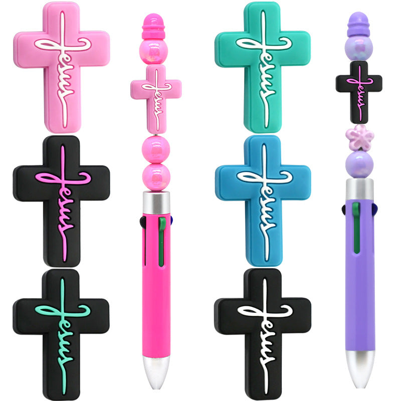 Wholesale Random 100pcs  Soft Rubber Beads Cartoon Cross  Loose Beads