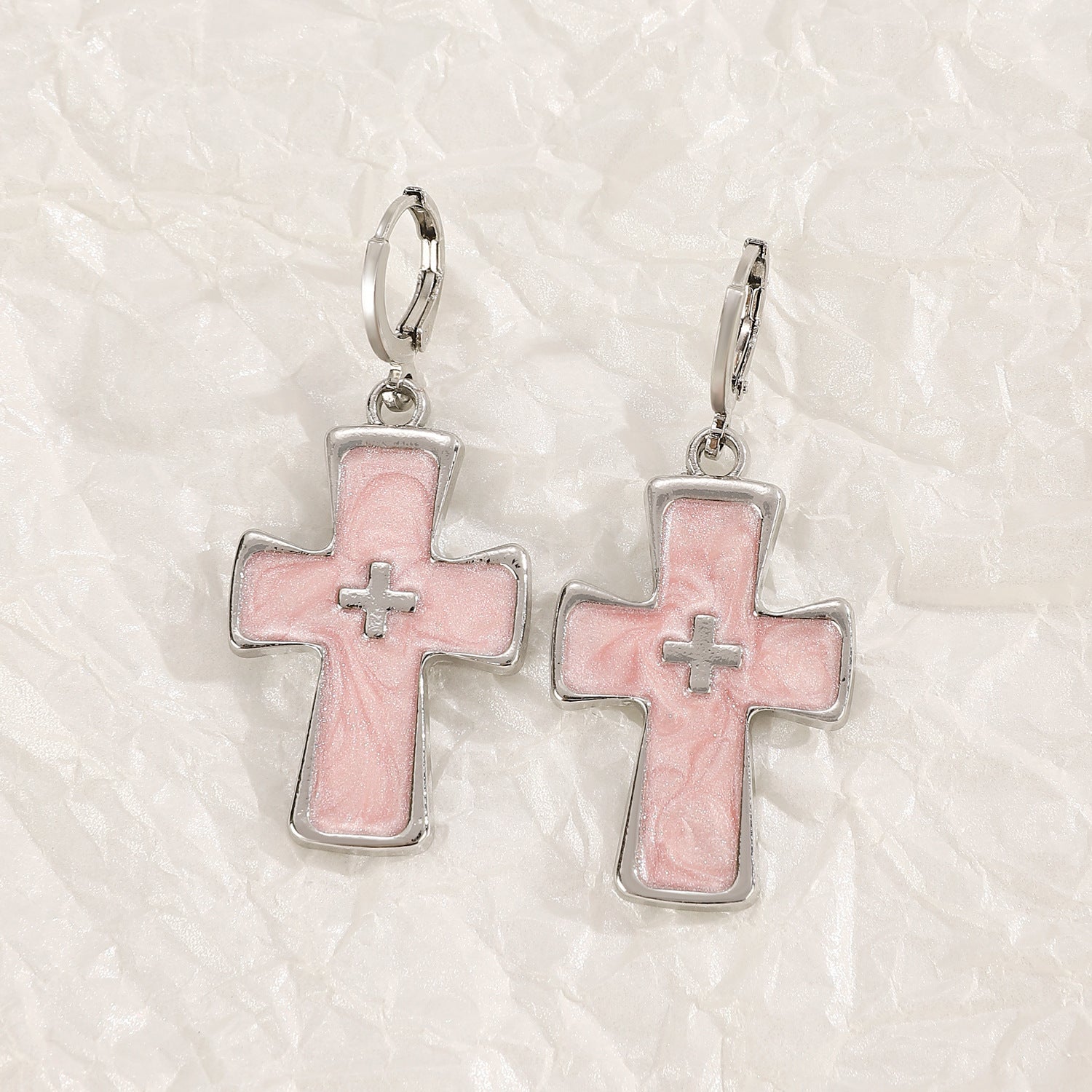 Wholesale Trendy Silver Cross Earrings For Women Hip Hop Party Jewelry Gift Boutique Accessory