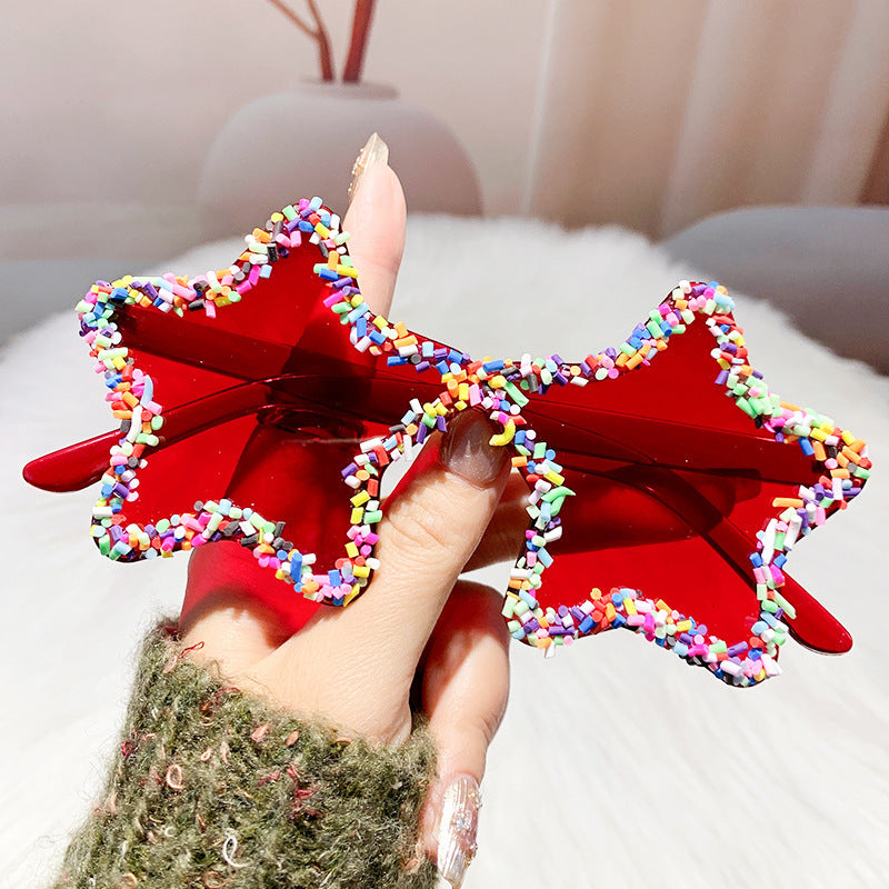 Wholesale Five-pointed Star Diamond Frameless Fashion Personality Photo Sunglasses