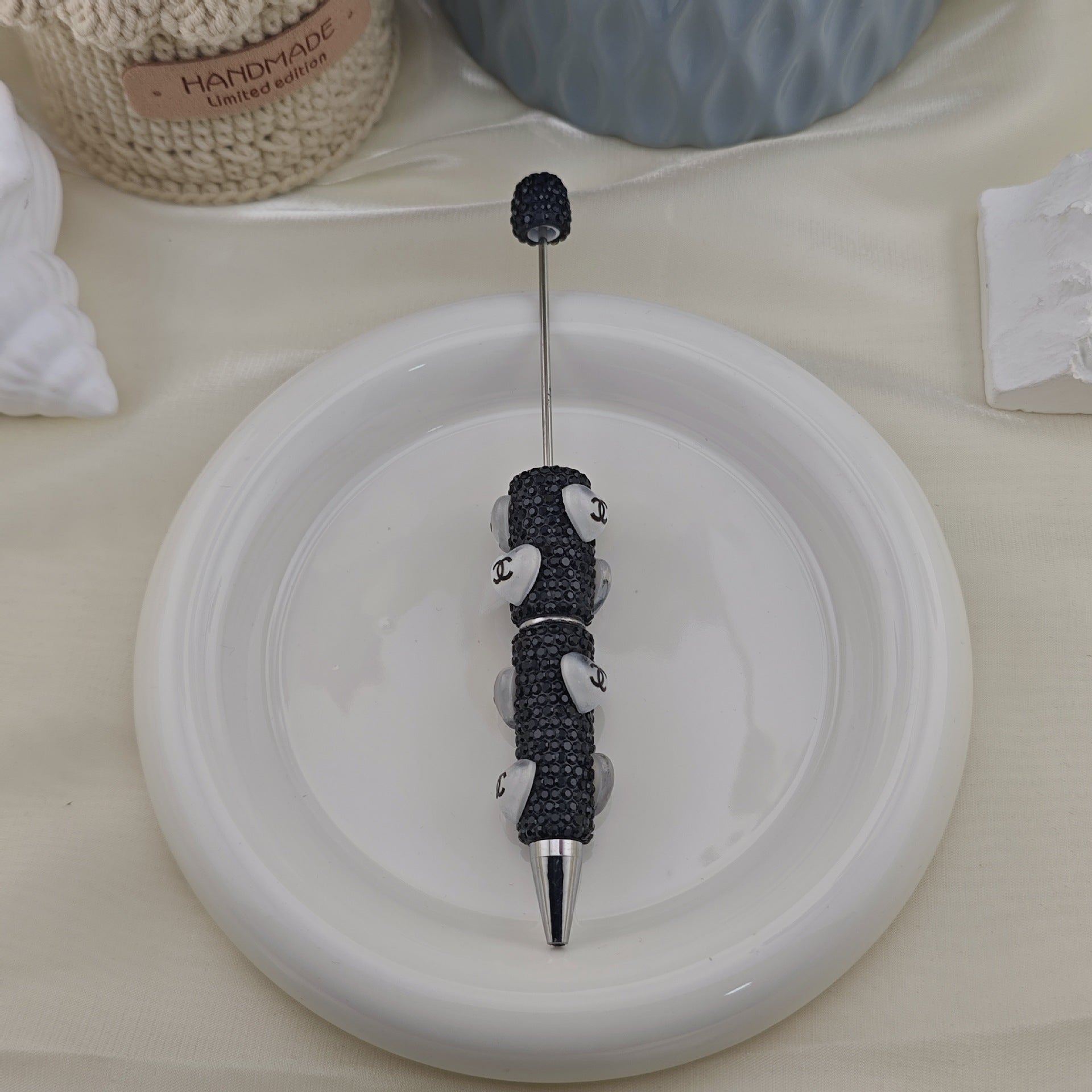 Wholesale 5pcs Beadable Pens Heart  Diamond Full Diamond DIY Beadable