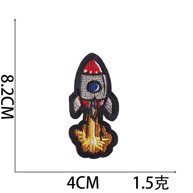 Wholesale Trendy Cartoon Rocket Embroidery Patches Polyester Sew On Space Badge For Clothing DIY Craft