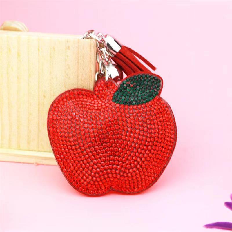 Wholesale  4pcs  Diamond studded apple Rhinestone Keychain