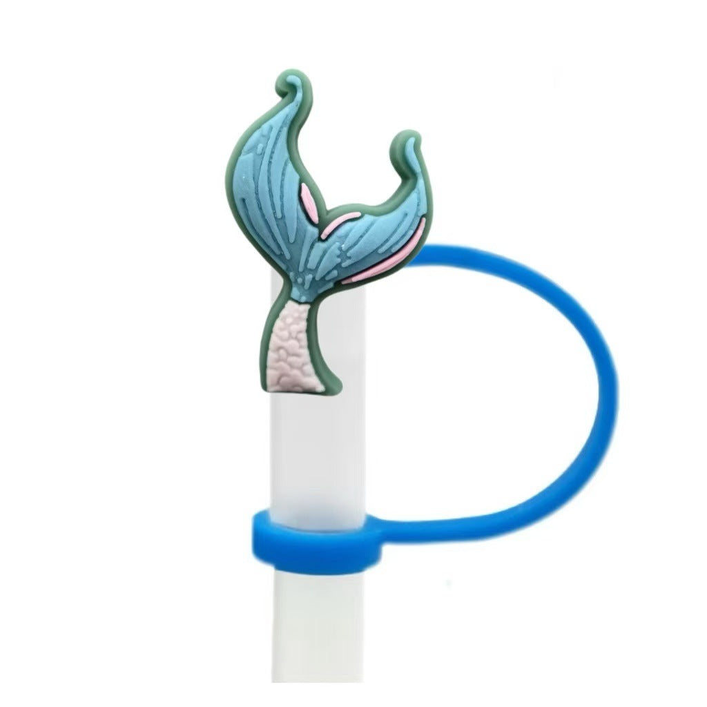 Wholesale 10pcs Cute Mermaid Cartoon Silicone Straw Cap