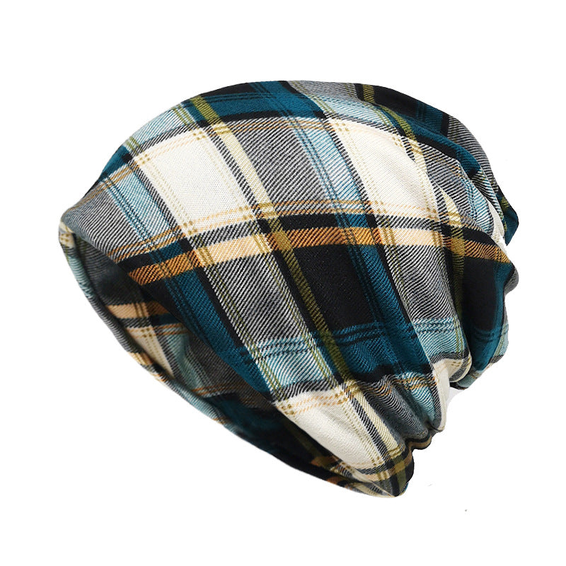 Wholesale Brimless Polyester Turban Neck Scarf Warm Plaid Pullover Knitted Hat