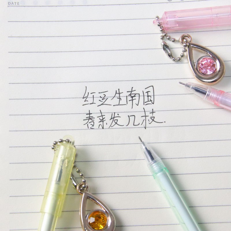 Wholesale Plastic Water Drop Gemstone Pendant Ballpoint Pen