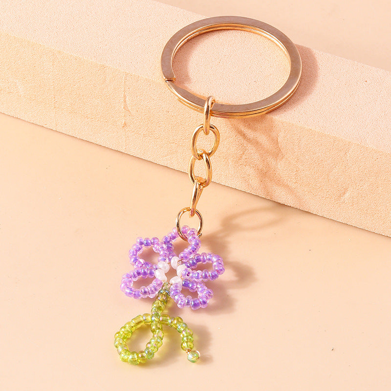 Wholesale Rice Pearl Flower Pendant Keychain