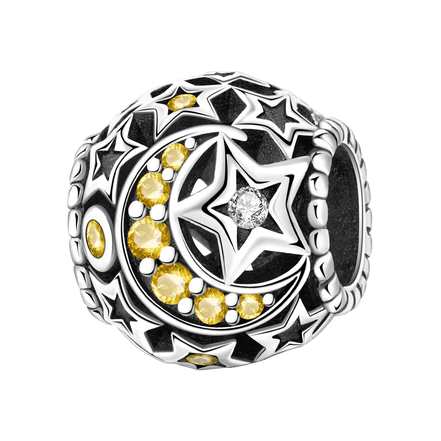 Wholesale Sun Moon Stars Diamonds Silver Plated Charms