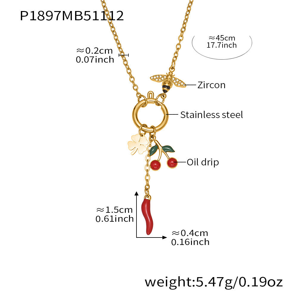 Wholesale Bee Chili Love Stainless Steel Necklace