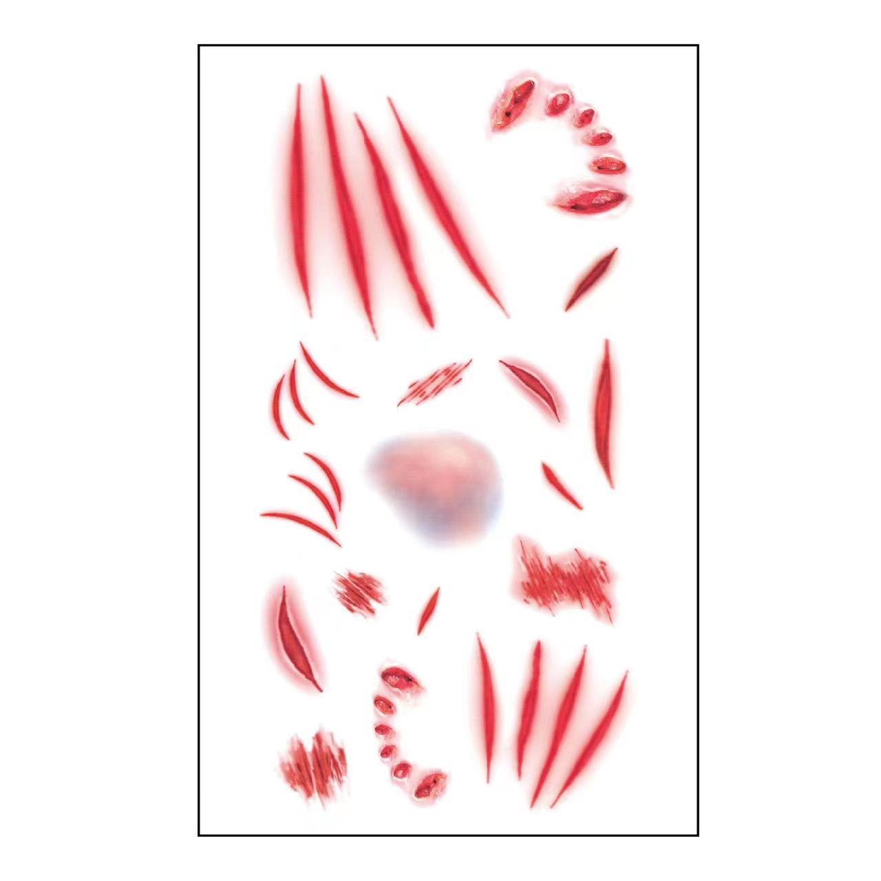 Wholesale 5pcs/pack Halloween Realistic Scar Tattoo Sticks Tooth Marks Scratches Stitch Wound Scars Horror Party Tattoo Sticks