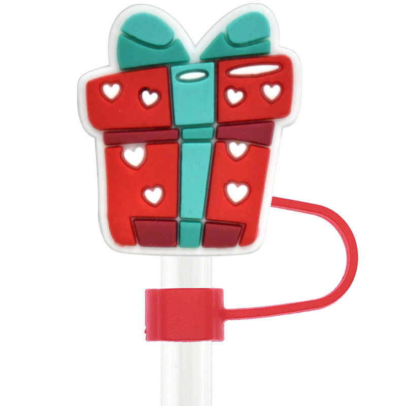 Wholesale Random 100pcs Valentine' s Day  Universal 10mm Reusable Soft Glue Straw Tube Cap