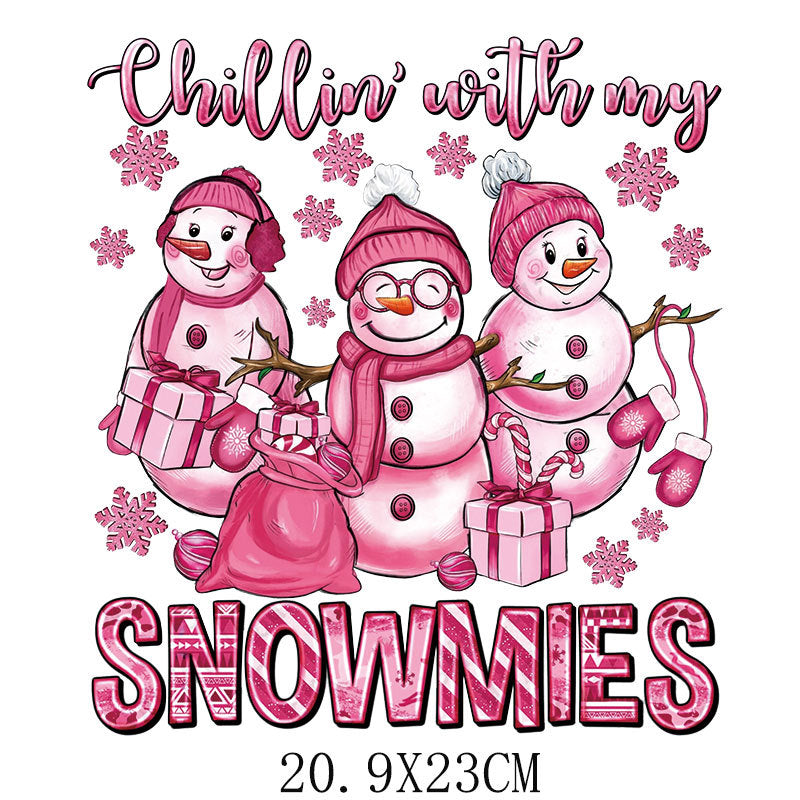 Wholesale Pink Christmas House Heat Transfer  UV DTF Ready to Press Transfers Wraps