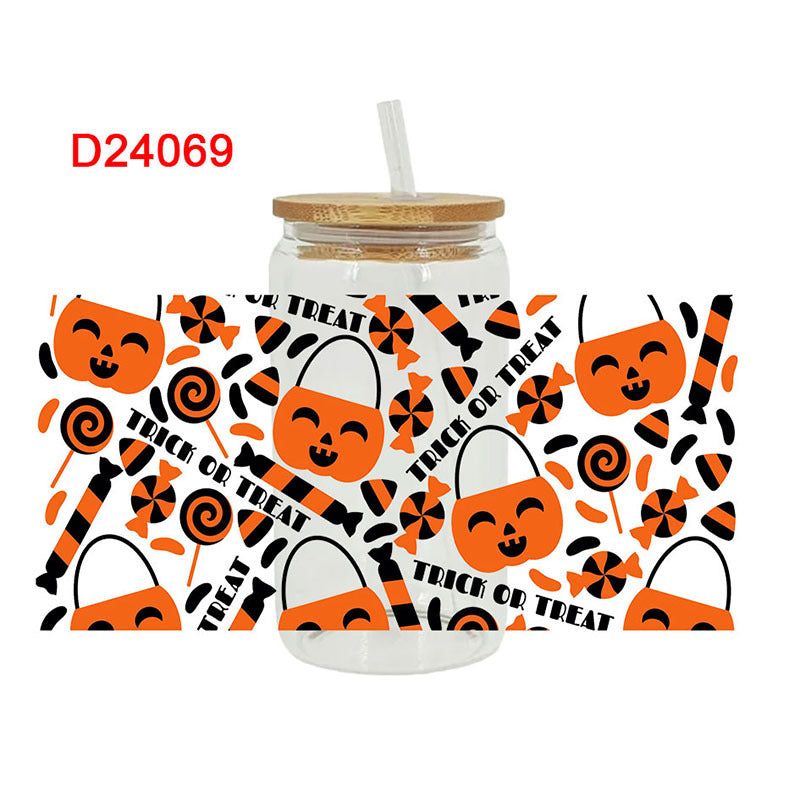 Wholesale Skeleton Bat Halloween 16oz Cup UV DTF Wraps