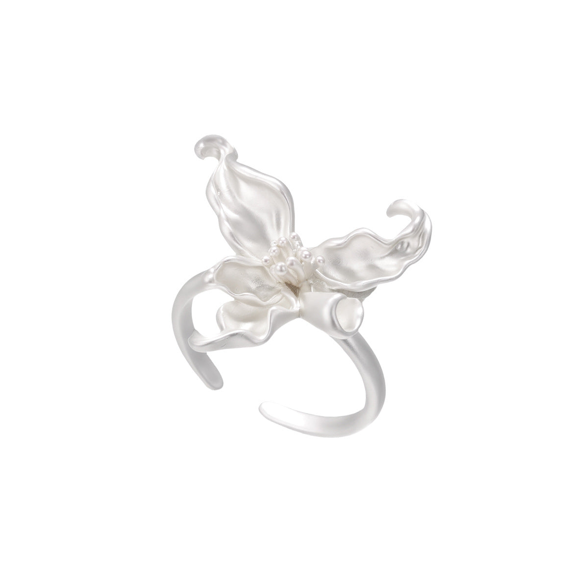 Wholesale Autumn and Winter White Iris Blossoming Ring