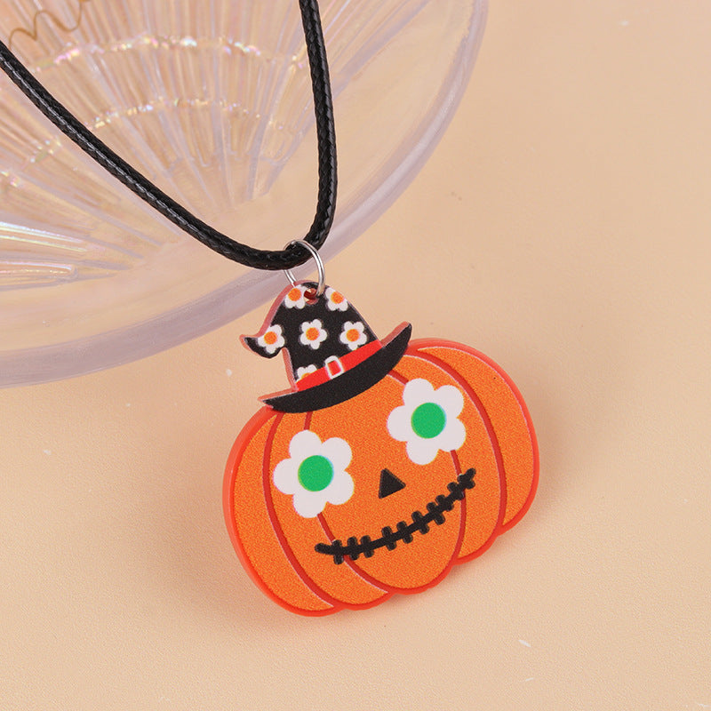 Wholesale Hot Sale Halloween Series Cartoon Fun Ghost Pumpkin Necklace