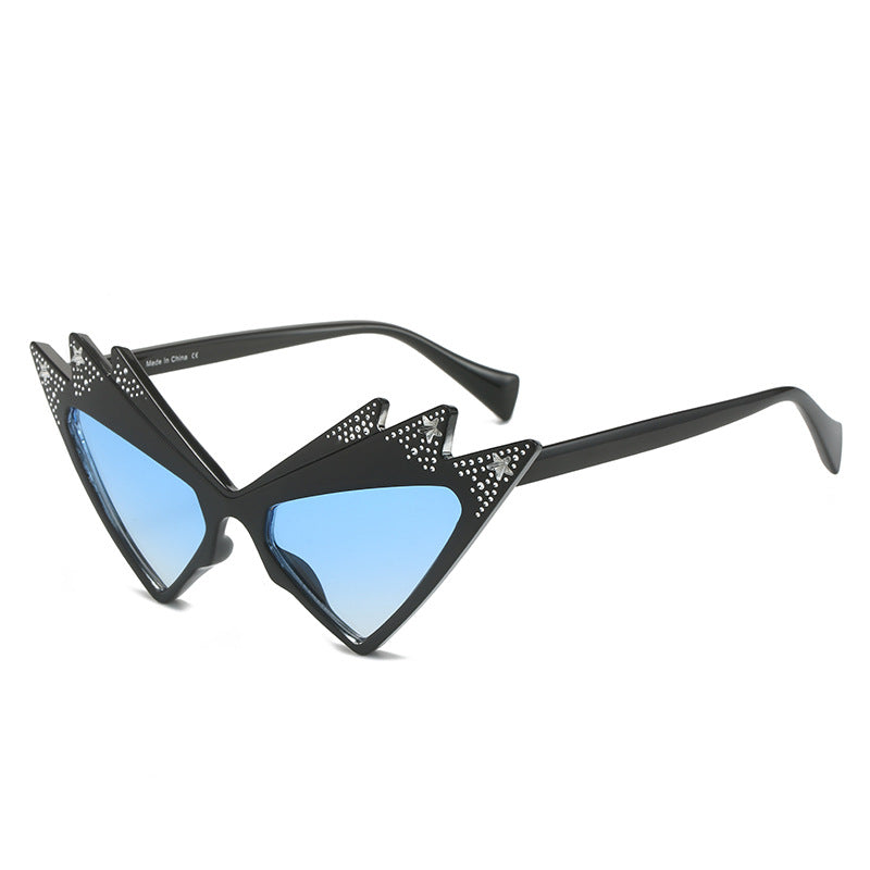 Wholesale Butterfly Shape Diamond Frameless Fashion Exaggerated Sunglasses