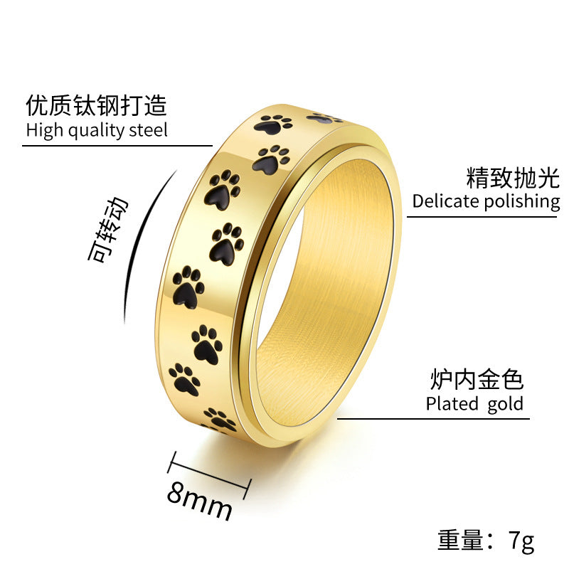 Wholesale Titanium Steel Dog Paw Ring for Men