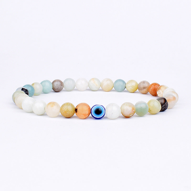 Wholesale 6Mm Natural Stone Evil Eye Stretch Bracelet Handmade Peacock Stone Jewelry Accessory Chic Fashion For Party And Gift Giving