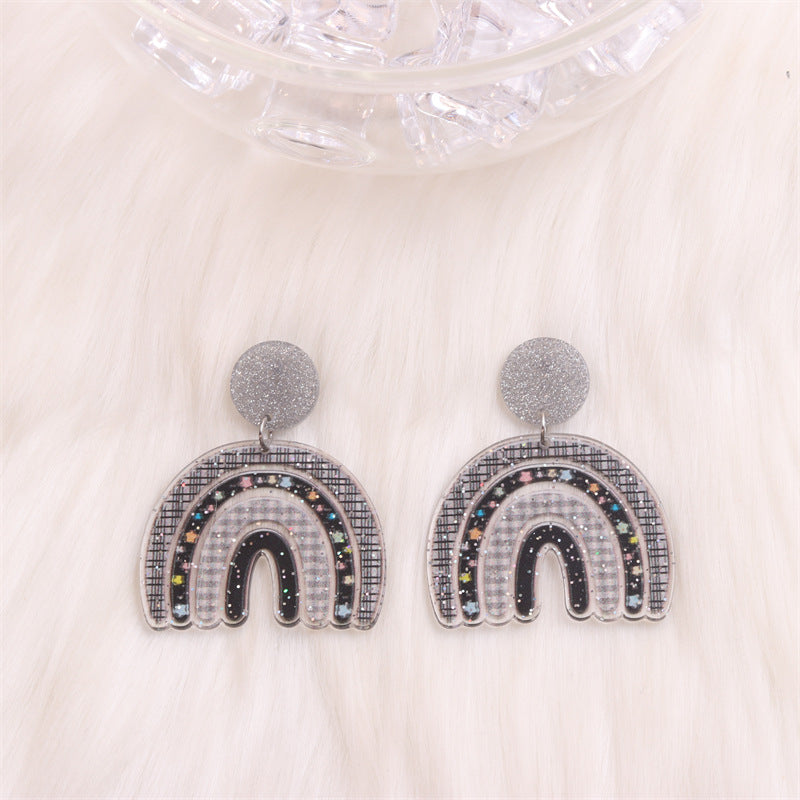 Wholesale Rainbow Fragmented Acrylic Earrings