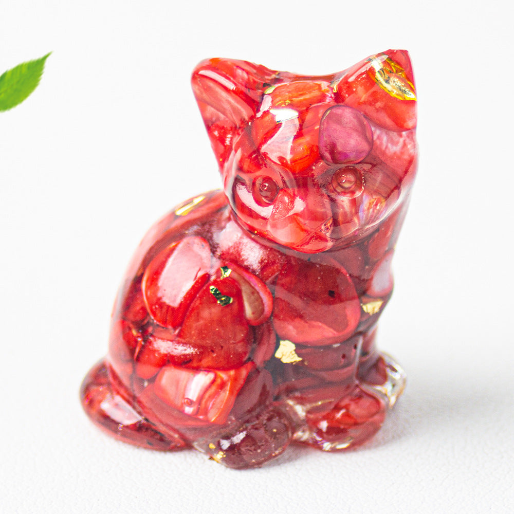 Wholesale Natural crystal gravel cute cat ornaments