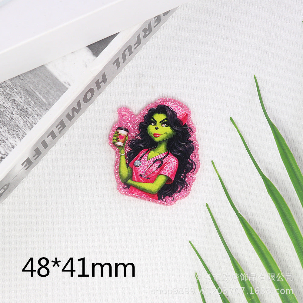 Wholesale 10pcs/pack pink cartoon rabbit peach heart letter Acrylic Flatback OLY Exclusive