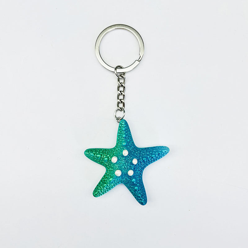 Wholesale Colorful Ocean Star Shell Metal Keychain