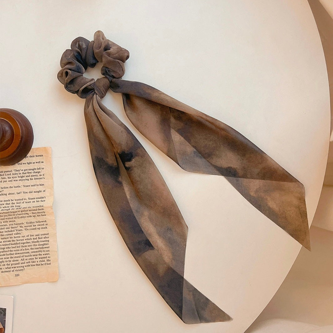 Wholesale Sweet Bow Thousand Gold Hair Ring Lace Double Gentle Rubber Tendon Fashion Embroidered Vintage Hair Rope Elegant