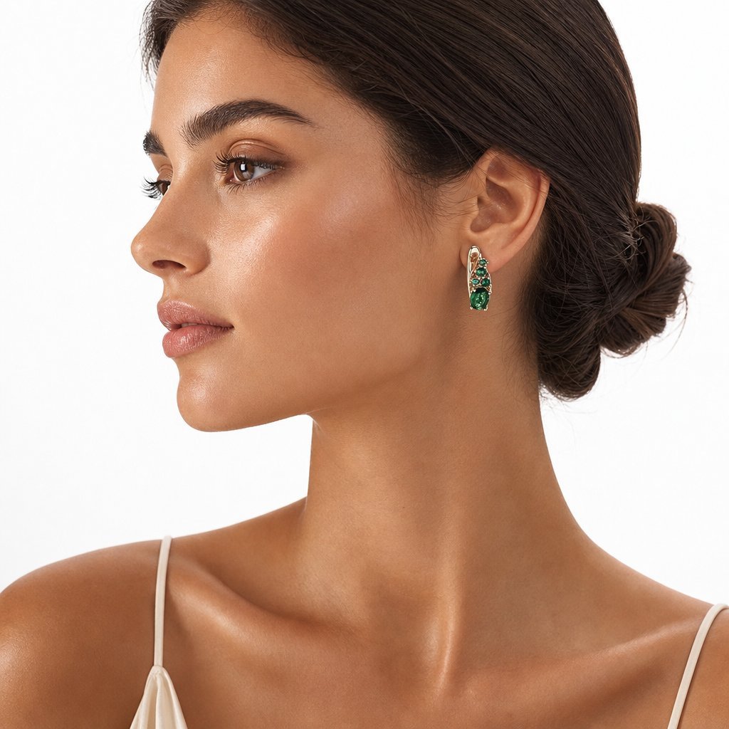 Wholesale Stylish Zircon Inlaid Two Tone Geometric Earrings Party Wear Fashion Accessory Boutique Resale