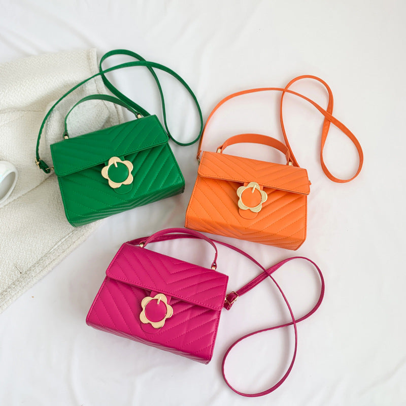 Wholesale Simple Pink PU Handbag Versatile One Shoulder Crossbody Bag