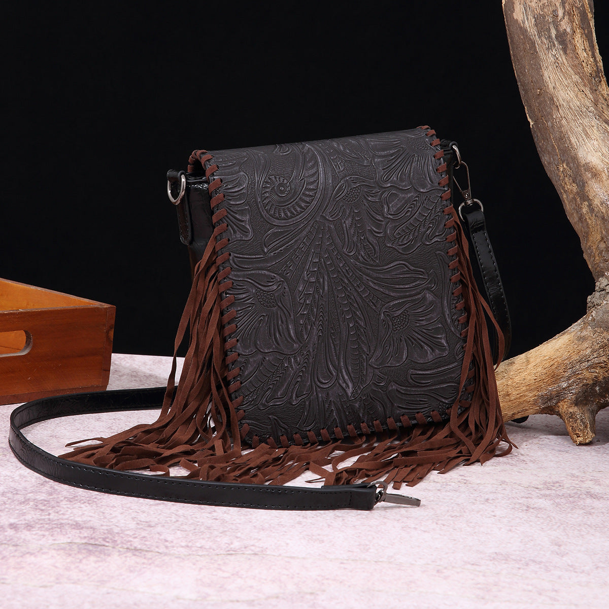 Wholesale Bohemian Aztec Leather Carved Shoulder Crossbody Bag