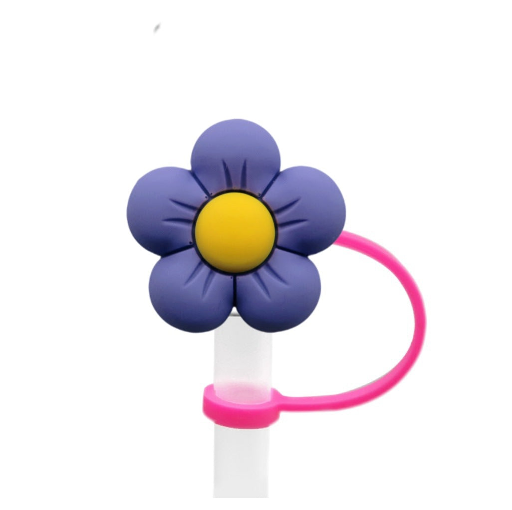 Wholesale 10pcs Colorful Flower Series Creative DIY Reusable Decorative Straw Cover