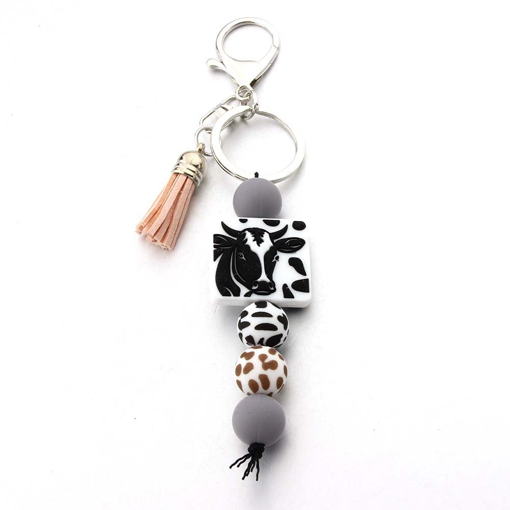 Wholesale Silicone Bead Tassel Keychain