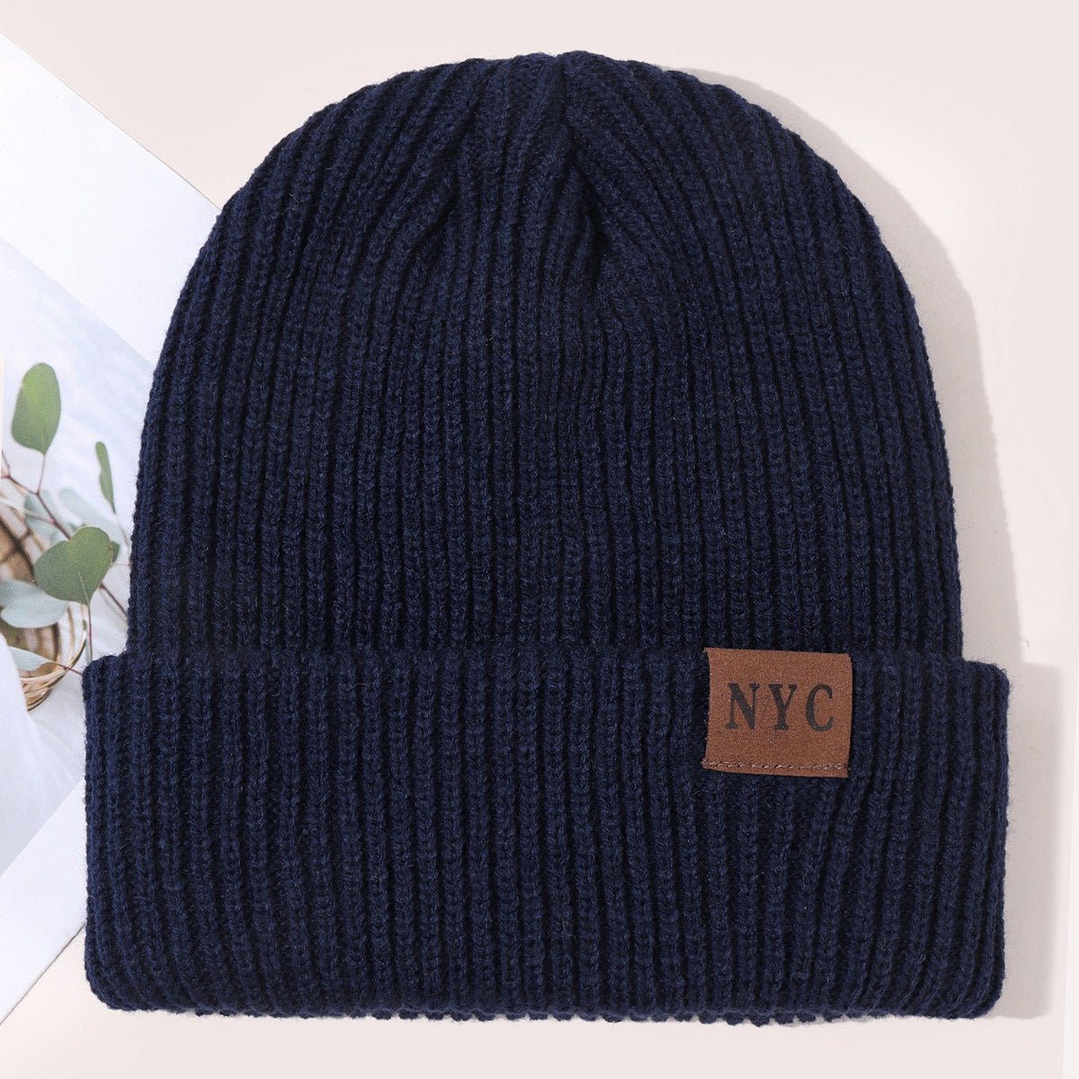 Wholesale Solid Color Flanged Warm and Windproof Knitted Hats, Woolen Hats