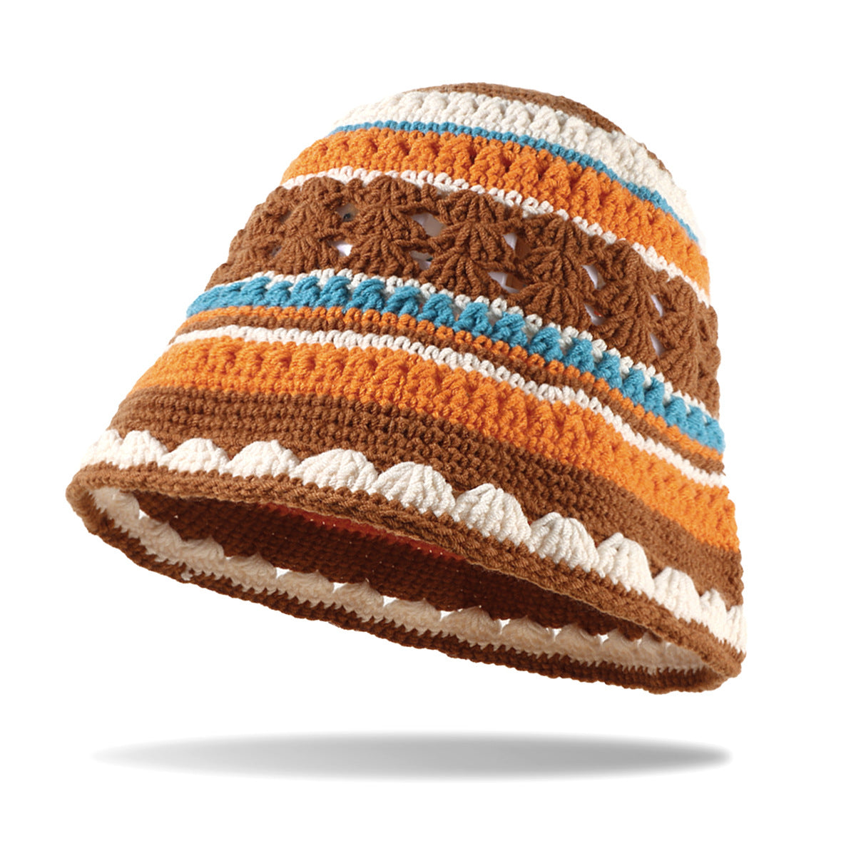 Wholesale New Striped Hand-woven Hollow Milk Cotton Bucket Hat