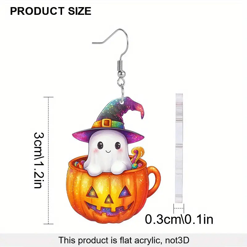 Wholesale Magic Hat Ghost Goblin Pumpkin Acrylic Earrings