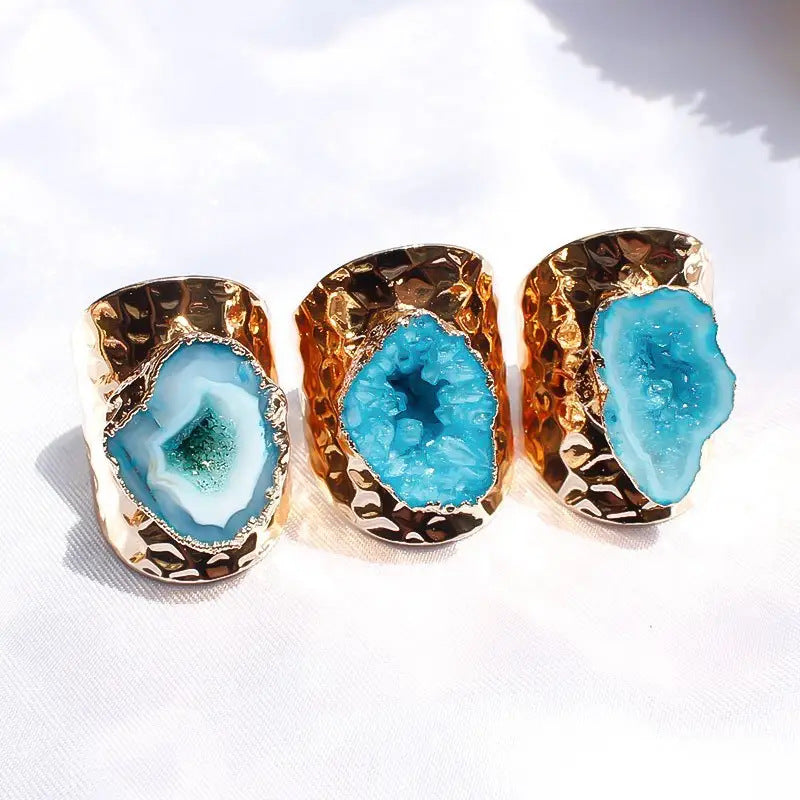 Wholesale Natural rough stone irregular gold ring