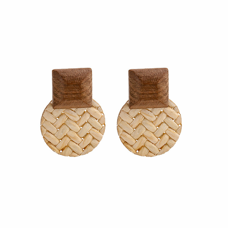 Wholesale Vintage hand-woven round turf earrings