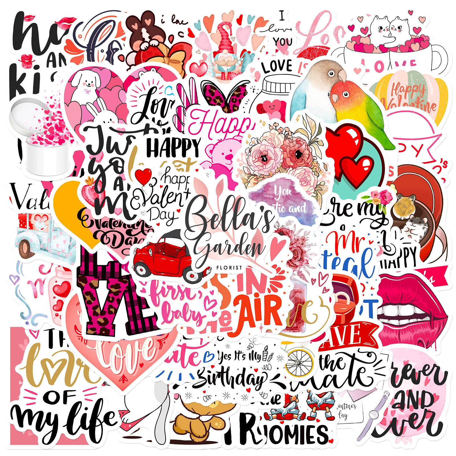 Wholesale 50pcs Valentine' s Day Stickers,  Love Wedding Valentine' s Day Stickers
