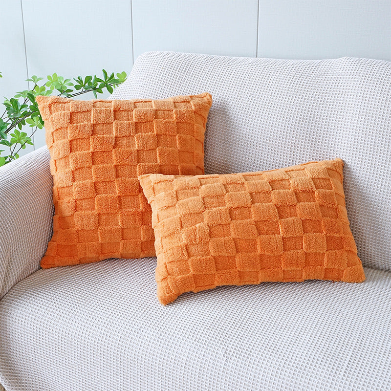 Wholesale Wool Jacquard Plaid Plush Pillowcase