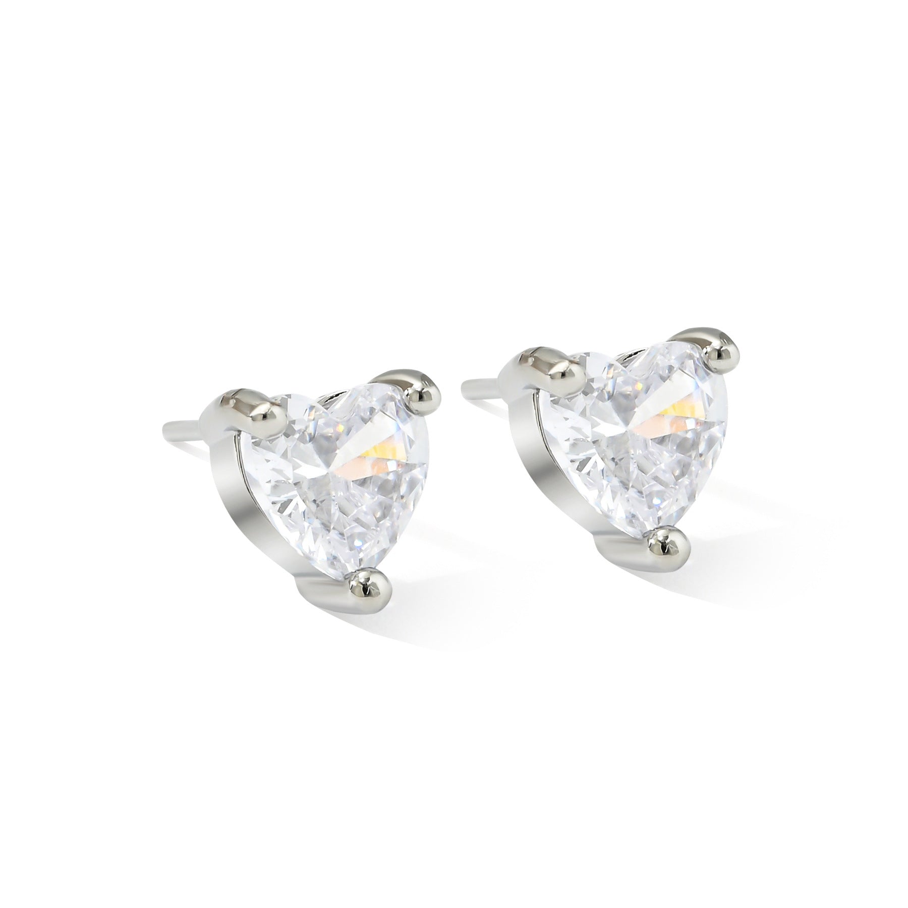 Wholesale Color Set Ultra Glitter Zircon Heart Earrings
