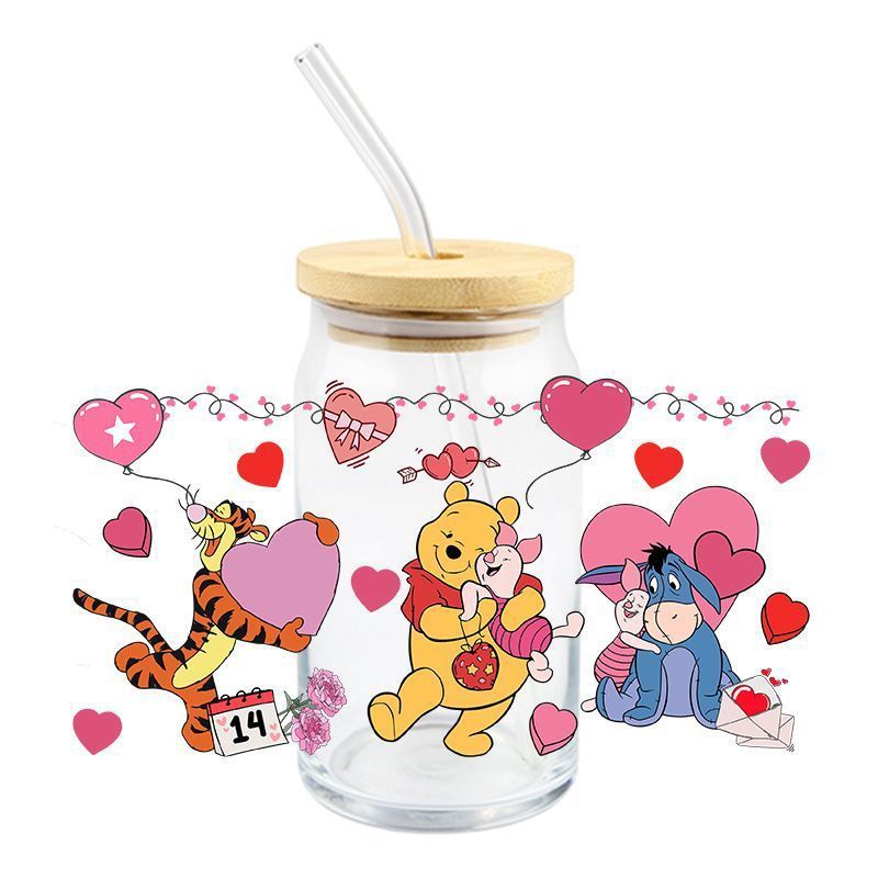 Wholesale 5pcs Cartoon Valentine' s Day  16oz Cup UV DTF Wraps OLY Exclusive