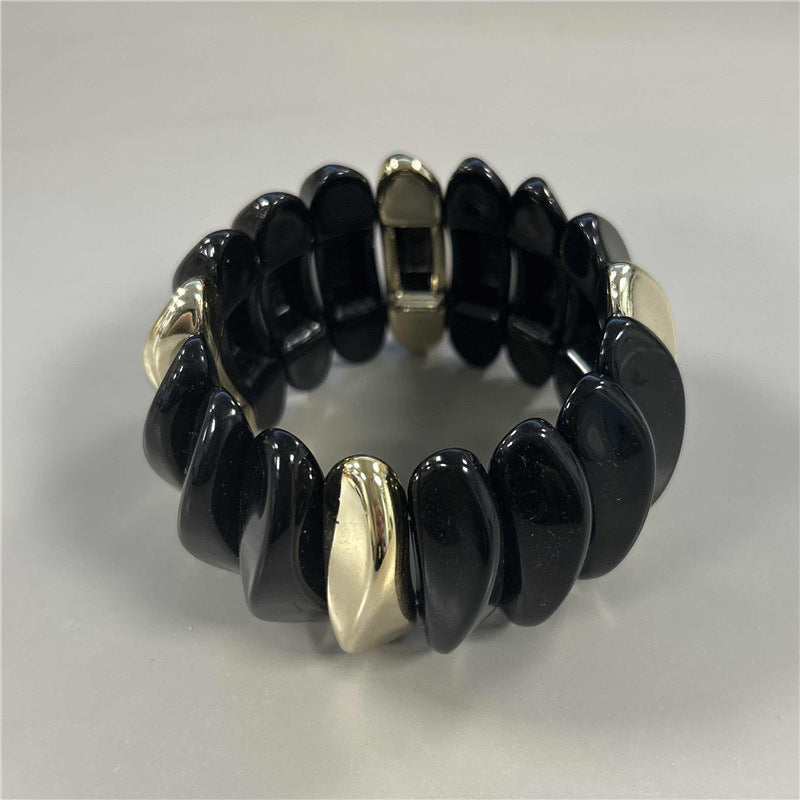 Wholesale Marble Pattern Exaggerated Color Resin Retro Geometric Circular Dyeing Transparent Bracelet