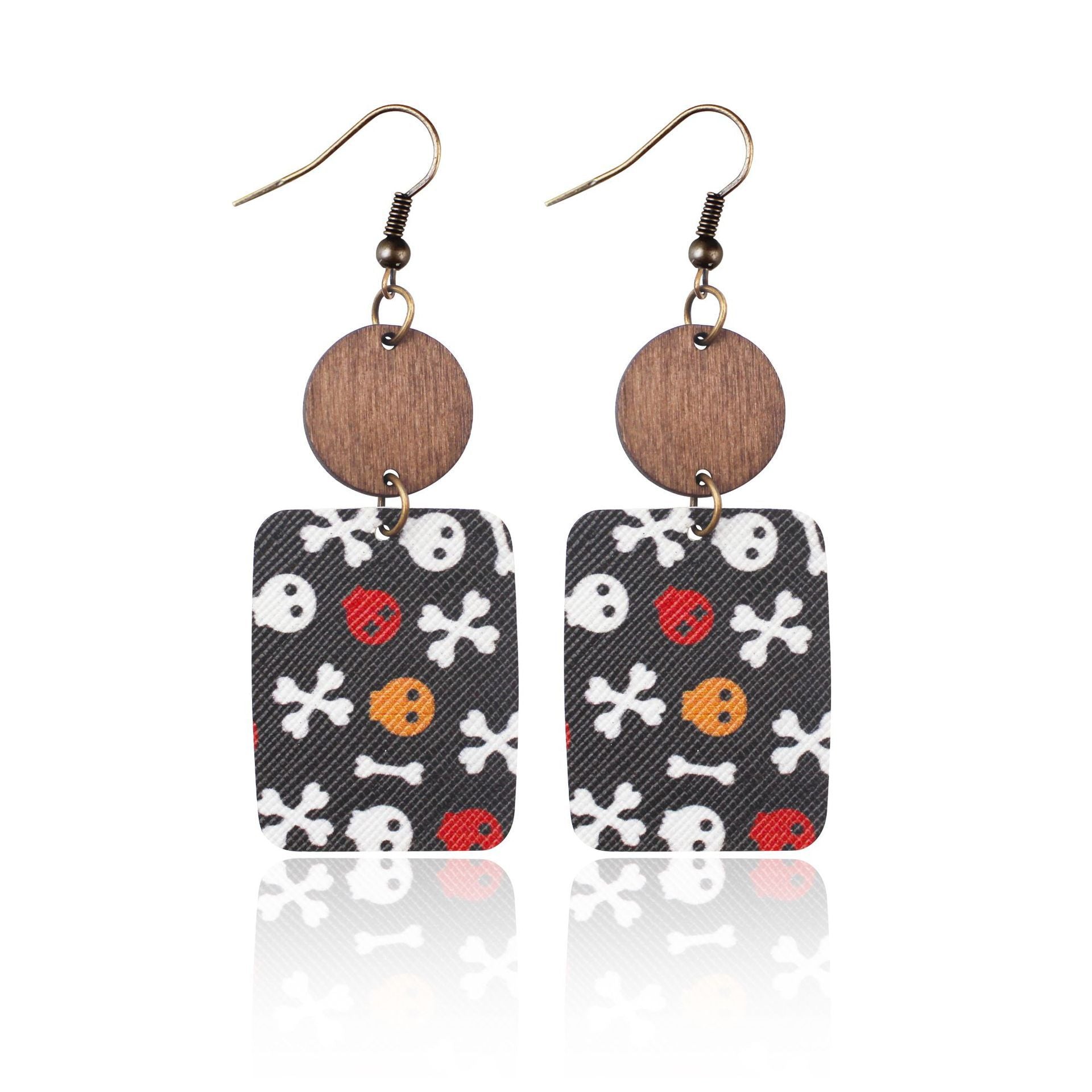 Wholesale Halloween Leather Cartoon Pumpkin Ghost Earrings