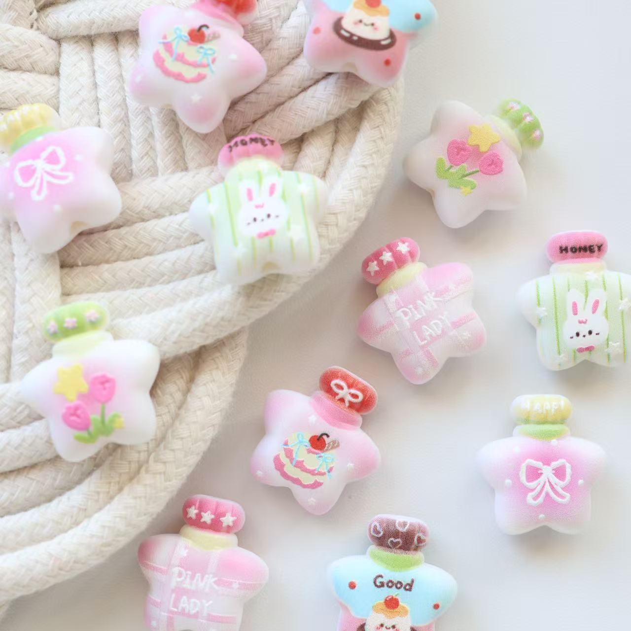 Wholesale 10pcs Wishing bottle embossed printed frosted star bottle DIY beads