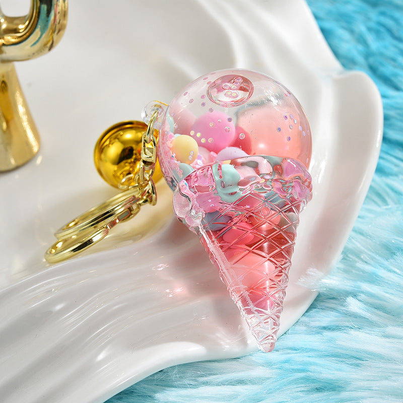 Wholesale Ice Cream Luminous Oil Floating Acrylic Liquid Keychain